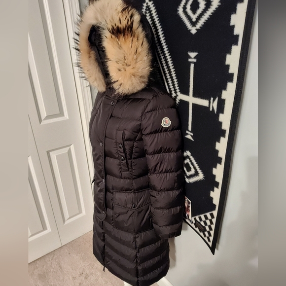 ☃️EUC Authentic Moncler Khloe Down Puffer Coat w/Real Fur Trim Removable Hood, 0 - Picture 8 of 16